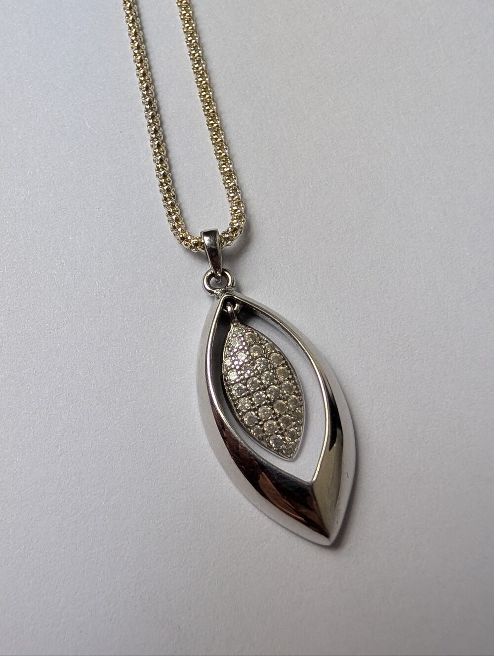 925 Sterling Silver Marquise Pavé Pendant Necklace